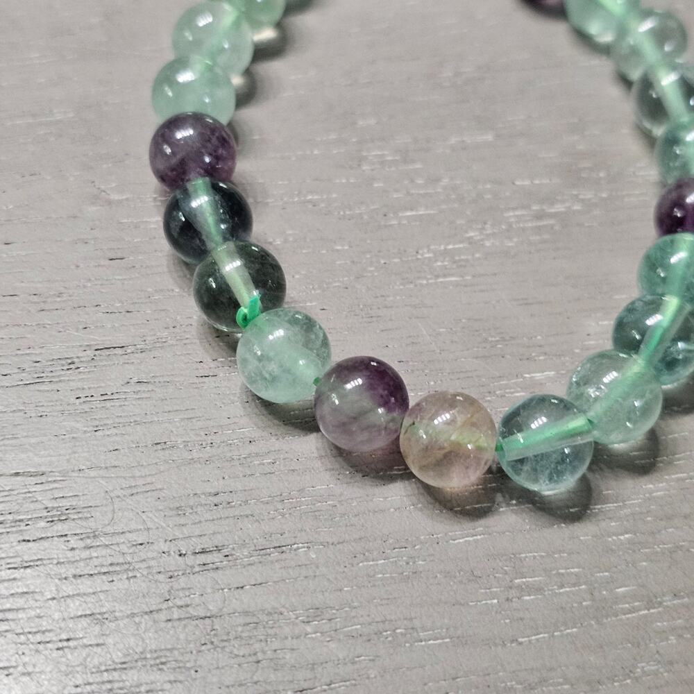 BraceletNew Natural Rainbow Fluorite Crystal Beaded Stretch Bracelet 8mm - Picture 5 of 5
